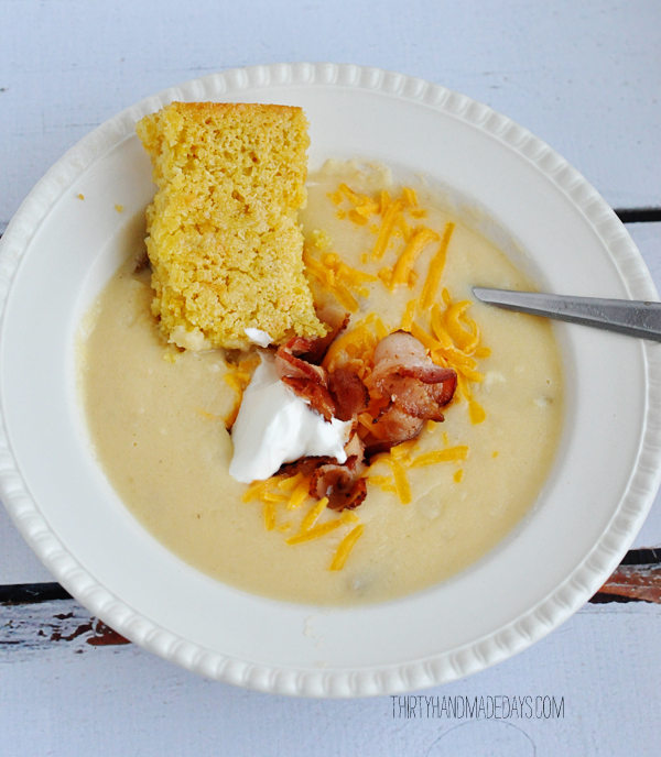 Potato Soup and Cornbread Baked Potato Soup and Cornbread