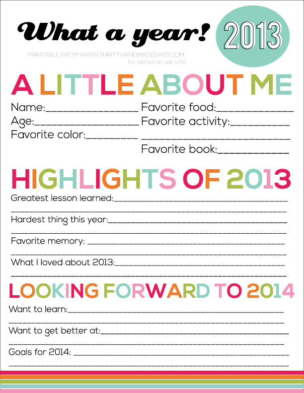 Printable New Year's Eve Resolutions for Kids from www.thirtyhandmadedays.com