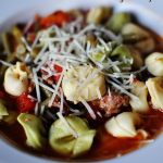 Delicious Slow Cooker Tortellini Sausage Soup - perfect meal for a chilly day www.thirtyhandmadedays.com