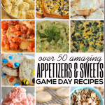 Over 50 Game Day Recipes- appetizers and sweets! Something for everyone. Round up from www.thirtyhandmadedays.com