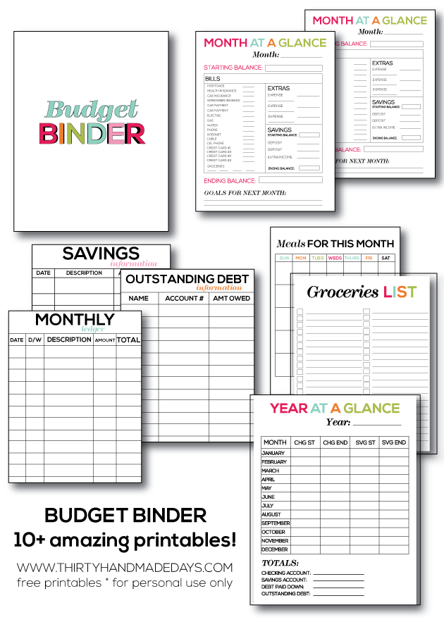 The Ultimate Printable Budget Binder - featuring 10+ amazing printables from www.thirtyhandmadedays.com for personal use only
