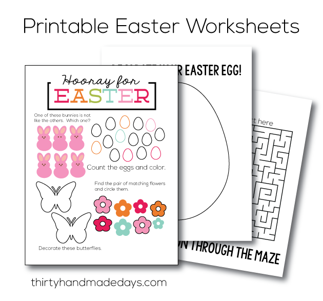 Printable Easter Worksheets  - print and have kids fill in! 