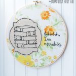 Shhhhh I'm reading - adorable embroidery hoop art from Flamingo Toes