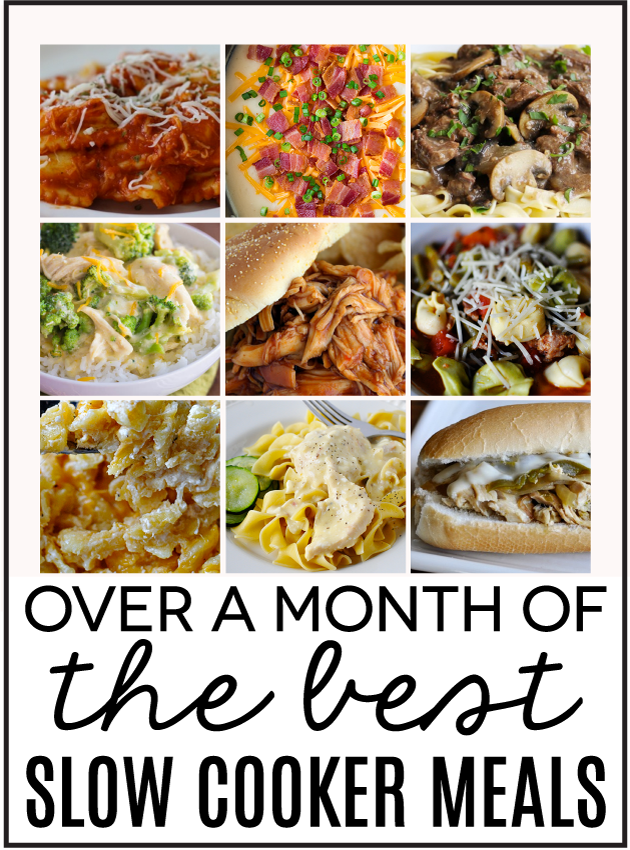Over a month's worth of the best Slow Cooker Meals .  Have something ready for dinner every night!   www.thirtyhandmadedays.com