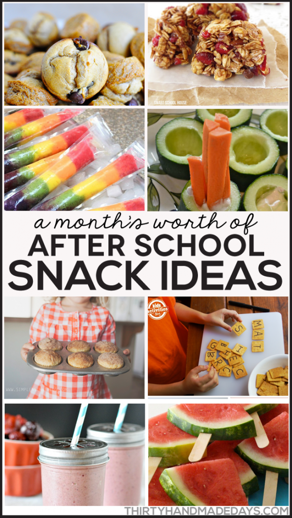 Over a month's worth of after school snack ideas from thiirtyhandmadedays.com