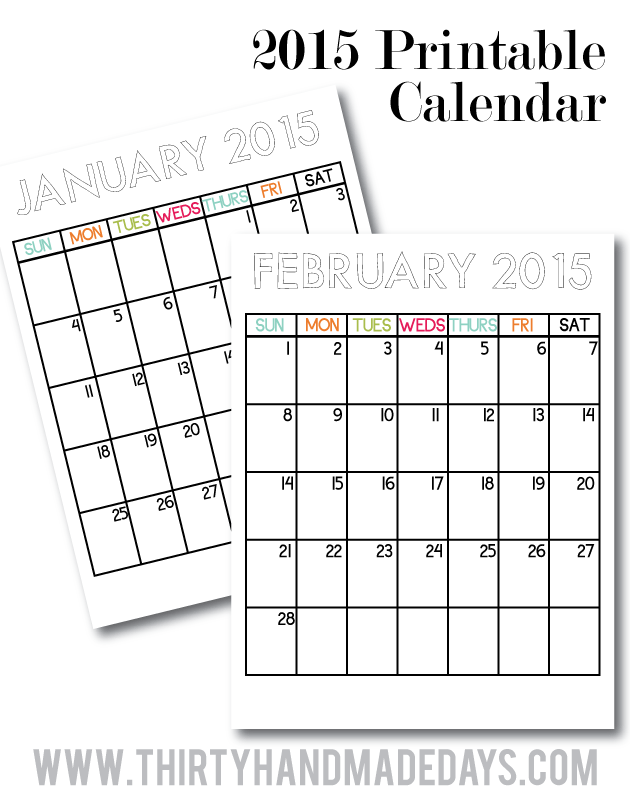 2015 Printable Calendars