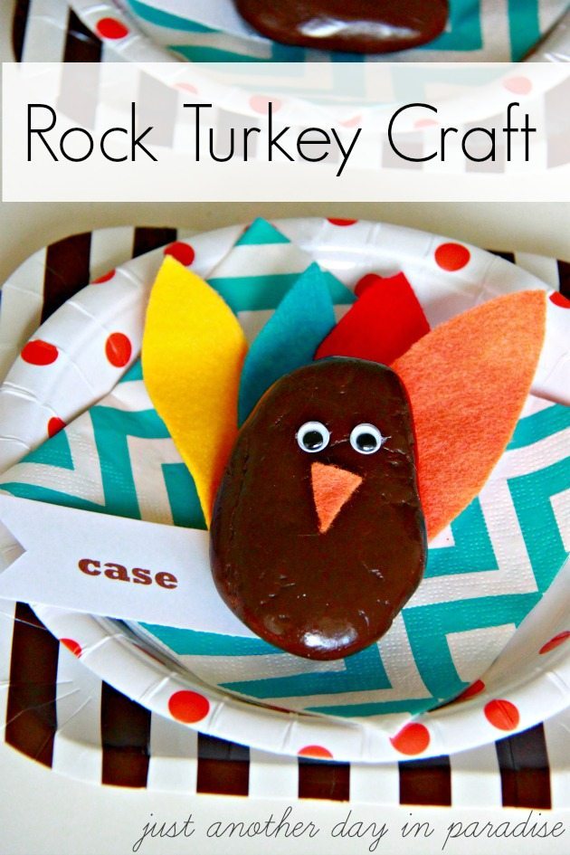 Thanksgiving Craft: Make a rock turkey for a cute place setting! 