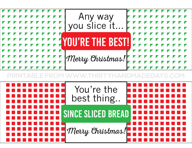 Printable Christmas Bread Wrappers