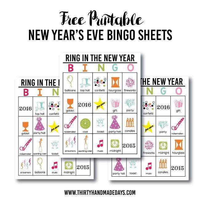 Free Printable New Years Eve Bingo Cards