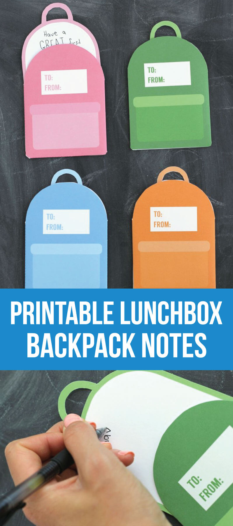 Printable Backpack Lunch Box Notes- cute back to school notes for your kids! www.thirtyhandmadedays.com