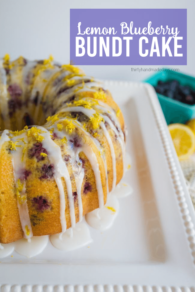 The best ever Lemon Blueberry Bundt Cake - perfect treat for Spring! www.thirtyhandmadedays.com