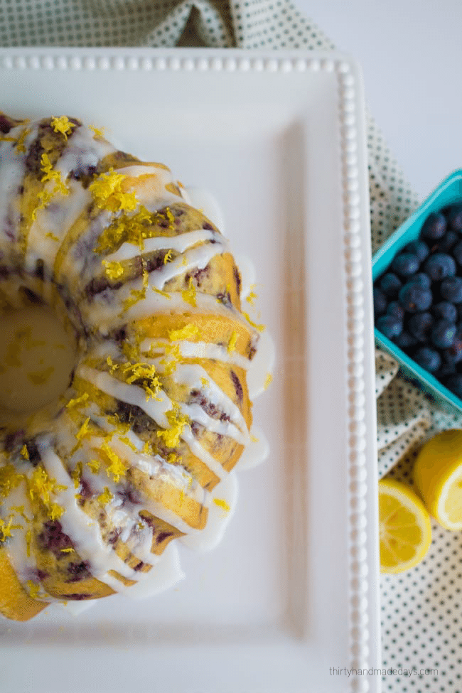 The best ever Lemon Blueberry Bundt Cake - perfect treat for Spring! thirtyhandmadedays.com