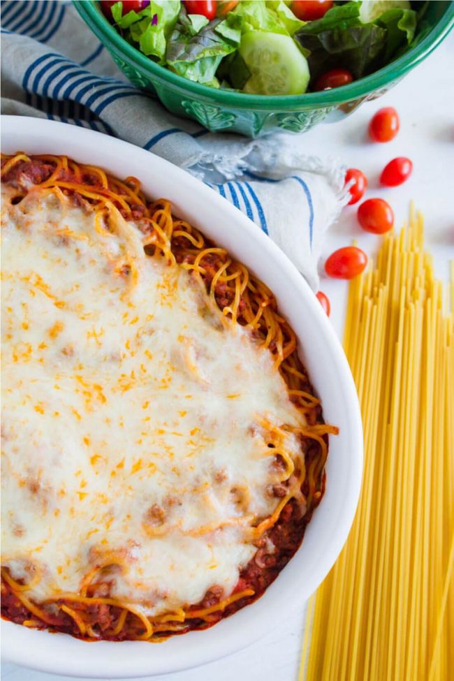 Easy Baked Spaghetti Recipe - Thirty Handmade Days