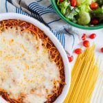 Baked Spaghetti - a family favorite dinner and the best way to eat spaghetti! via thirtyhandmadedays.com