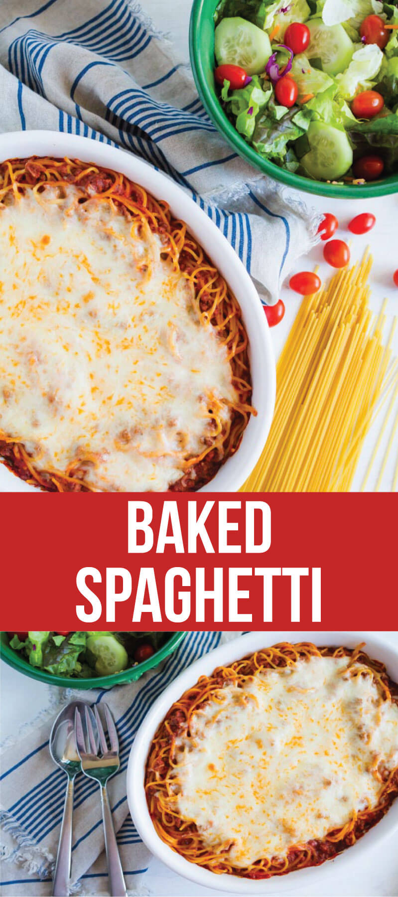 Baked Spaghetti - a family favorite dinner and the best way to eat spaghetti! thirtyhandmadedays.com