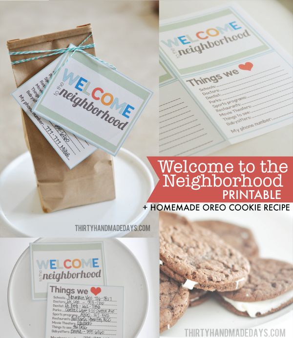 Welcome to the Neighborhood #Printable Kit + Homemade Oreo Cookie Recipe. Share your favorites with a new neighbor!