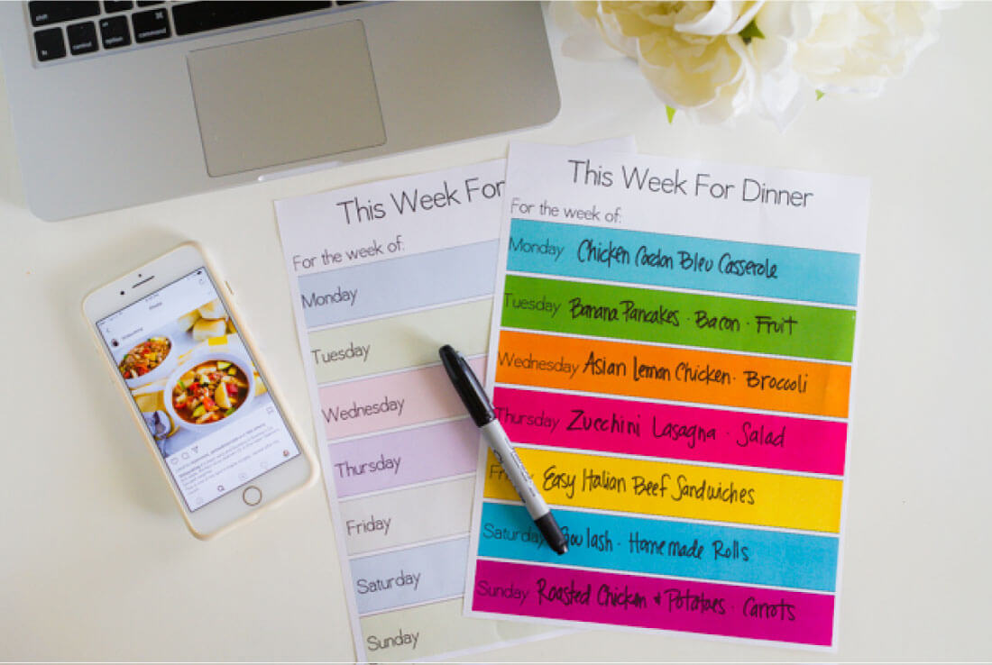 Printable Meal Planner Template - download this simple dinner planner from thirtyhandmadedays.com