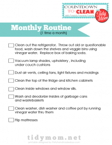 Monthly Routine Checklists