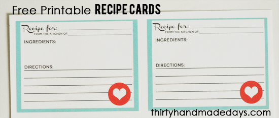 Editable Recipe Book Template from Thirty Handmade Days