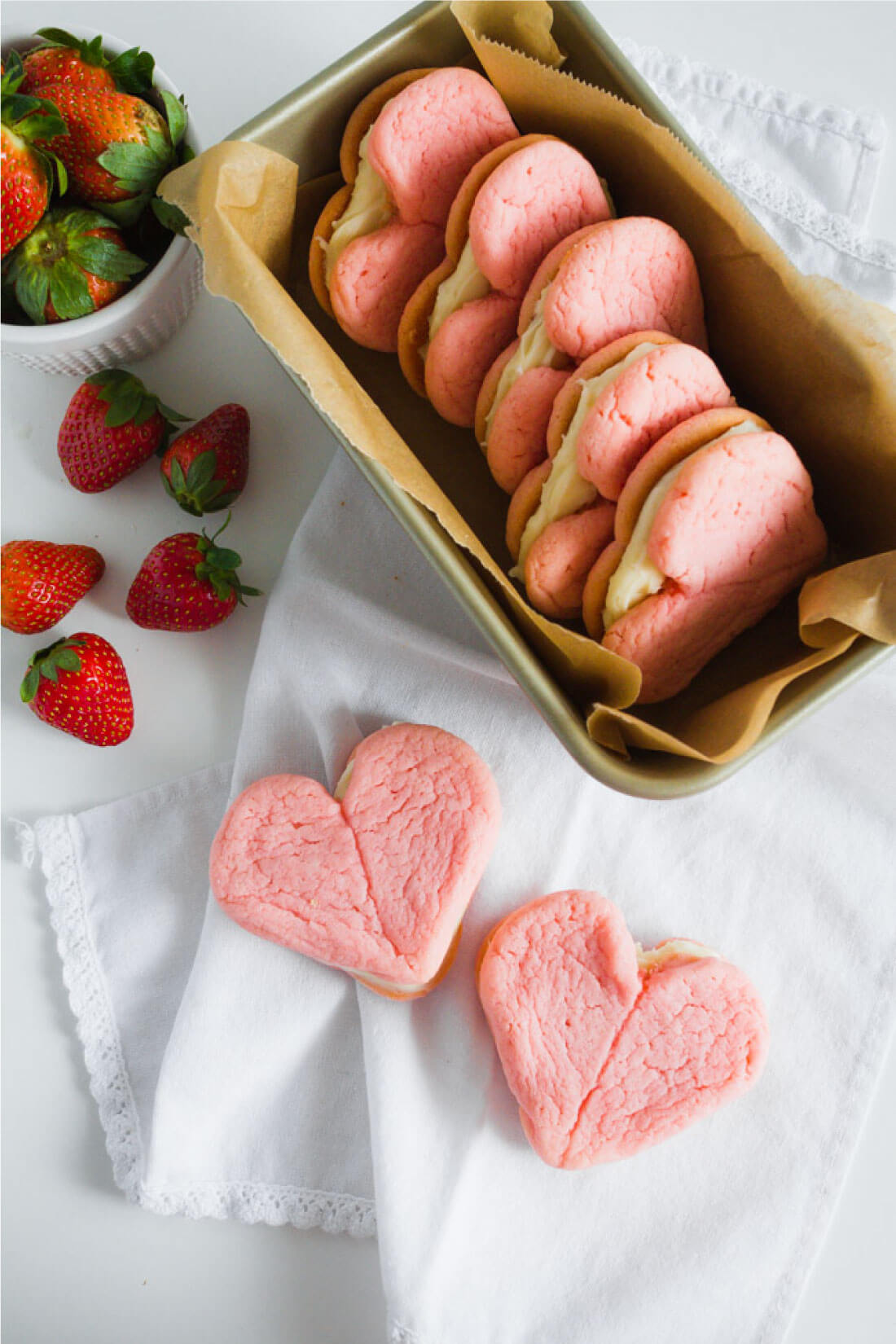 Strawberry Cake Mix Cookies with Cream Cheese Frosting - make these delicious cookies from a cake mix in no time flat! via www.thirtyhandmadedays.com