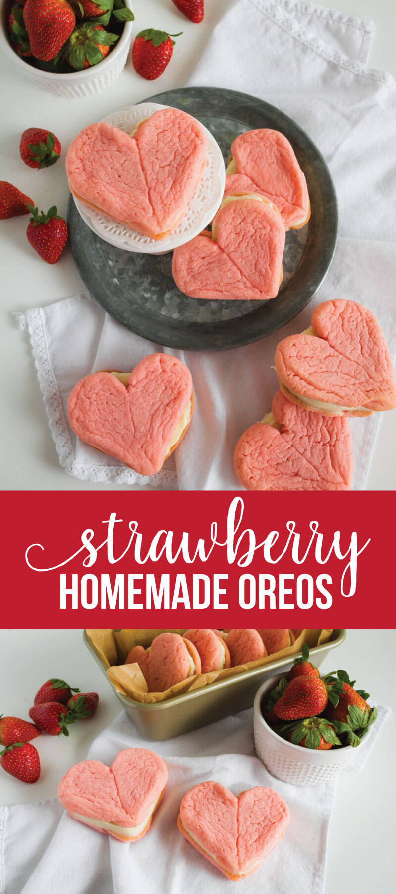 Valentine Cookies - make these delicious Homemade Strawberry Oreos from www.thirtyhandmadedays.com