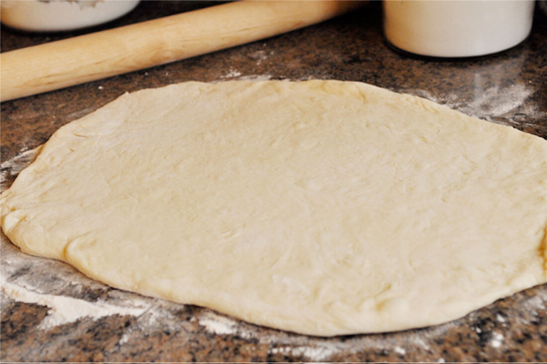 Cinnamon Sugar Breadsticks with Cream Cheese Frosting -step 2, roll out the dough