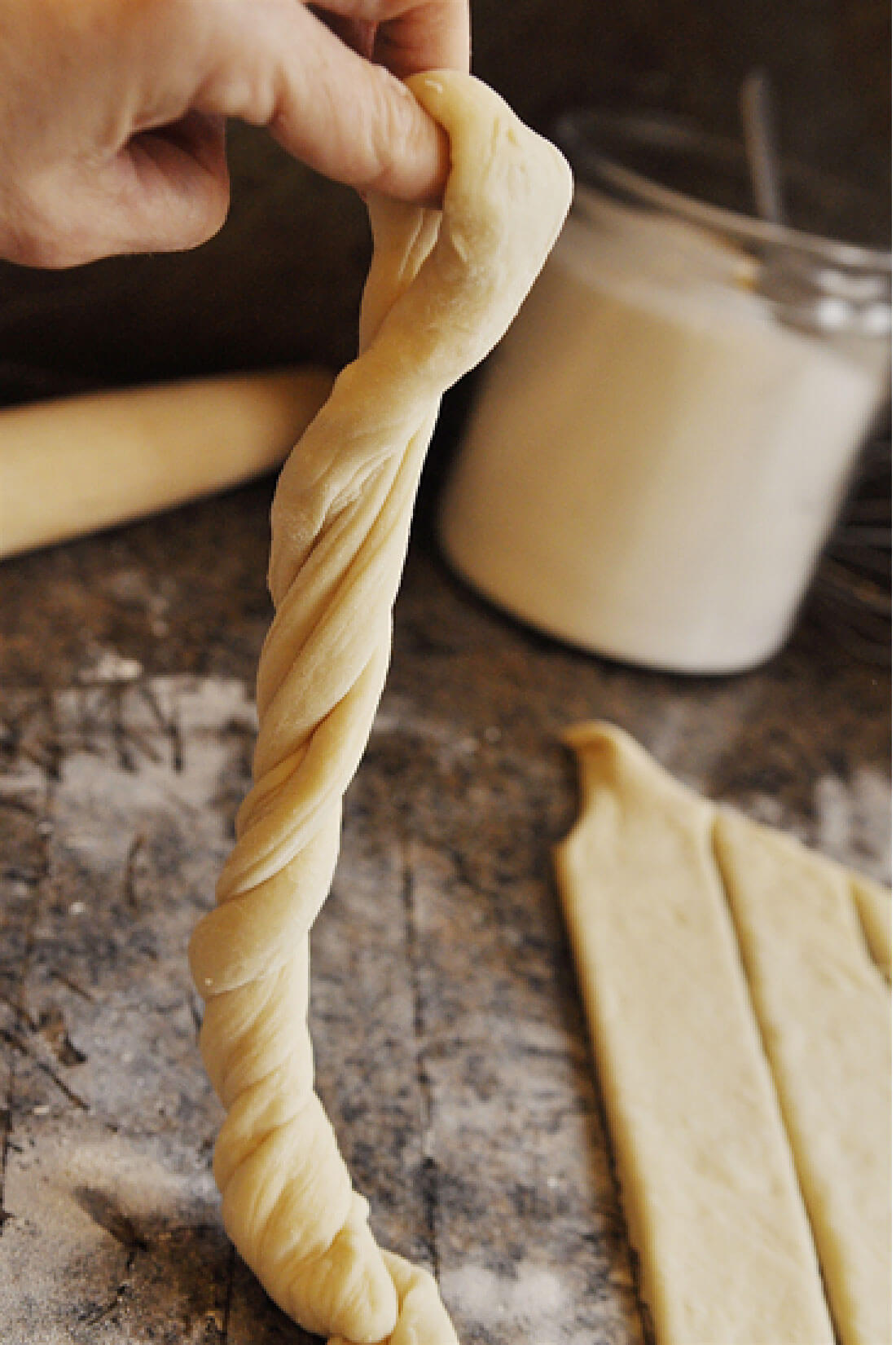 Cinnamon Sugar Breadsticks with Cream Cheese Frosting -step 6, twist the dough again