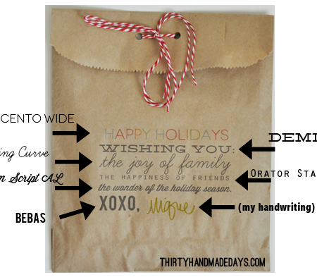 Printable Gift Bag Fonts