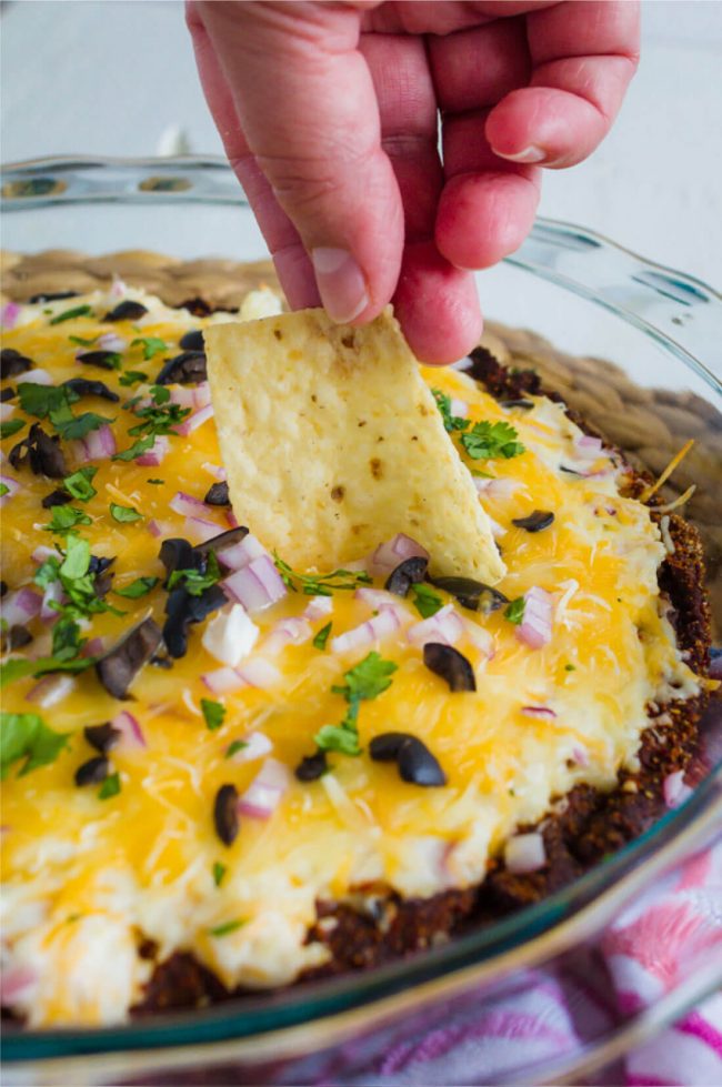 Chile Verde Layered Bean Dip