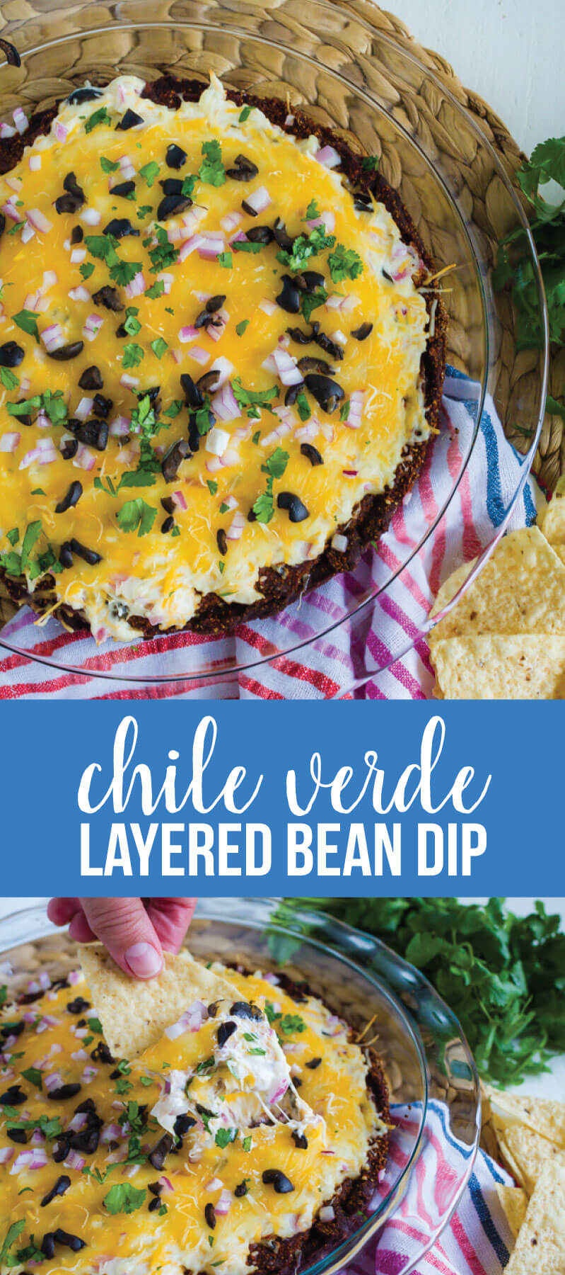Chile Verde Layered Bean Dip - this bean dip recipe isn't your typical one. It has a little kick and a whole lot of flavor. www.thirtyhandmadedays.com
