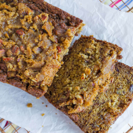A delicious Banana Nut Bread Recipe with a cinnamon sugar topping that will knock your socks off!