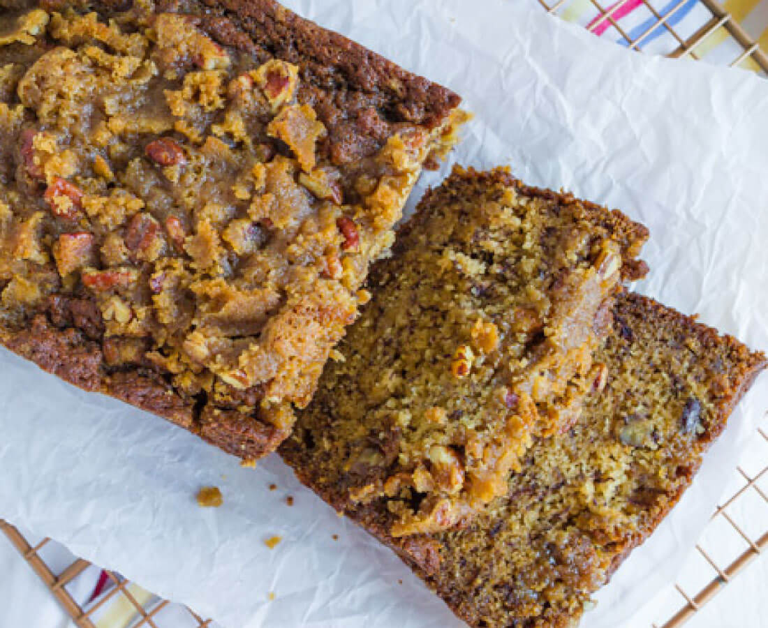 A delicious Banana Nut Bread Recipe with a cinnamon sugar topping that will knock your socks off! 