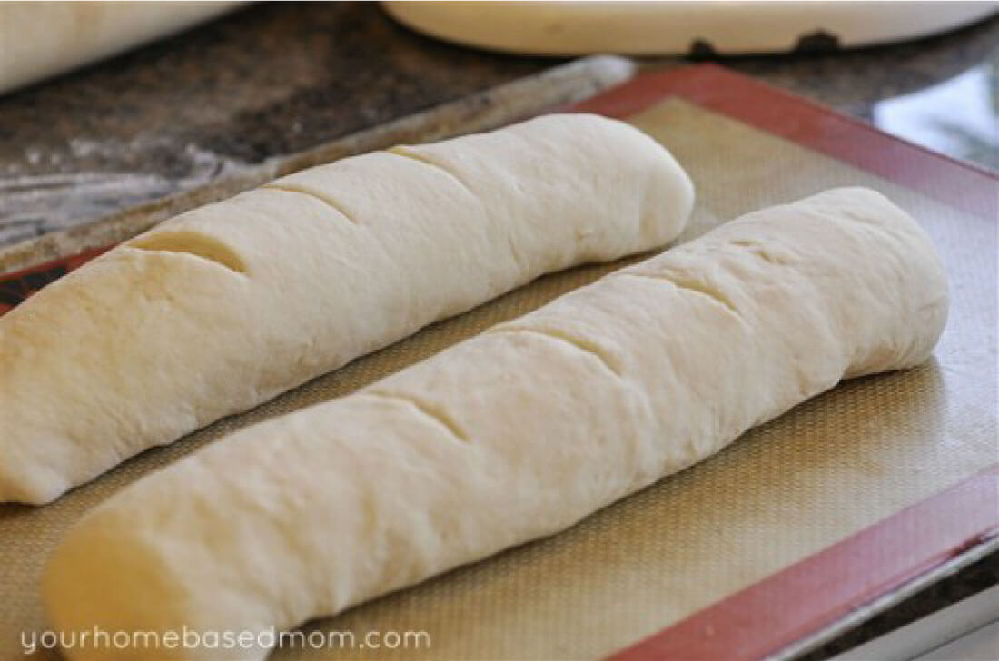 Quick French Bread- an easy and awesome recipe! Dividing the bread into 2 loaves.