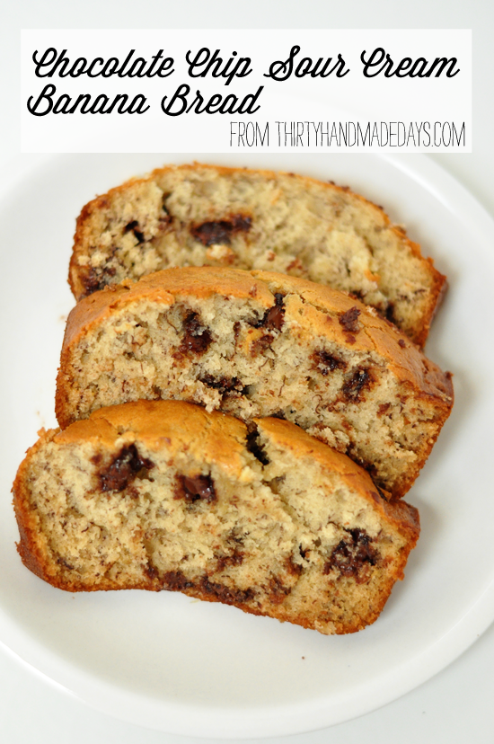 Banana Bread Recipe with Sour Cream & Chocolate Chips