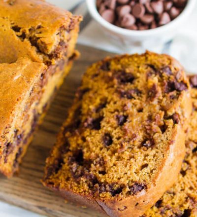 Chocolate Chip Pumpkin Bread- an easy quick bread recipe that is perfectly fall.
