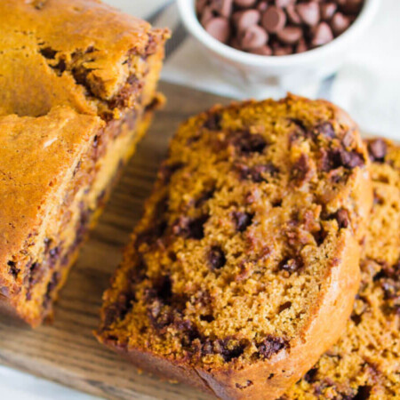 Chocolate Chip Pumpkin Bread- an easy quick bread recipe that is perfectly fall.