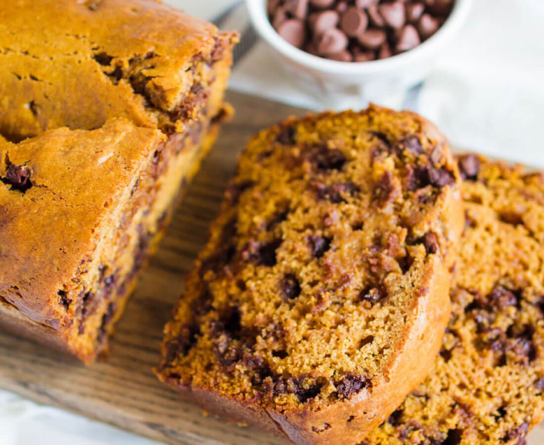 Chocolate Chip Pumpkin Bread- an easy quick bread recipe that is perfectly fall. 