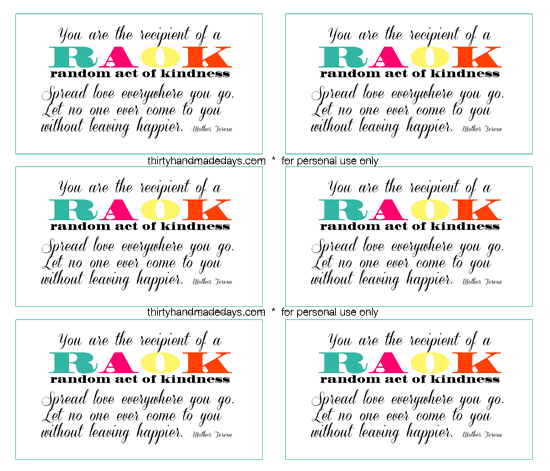 Random Acts of Kindness Printable 