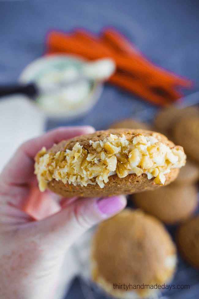 A take on traditional Carrot Cake - make whoopie pies instead! from thirtyhandmadedays.com