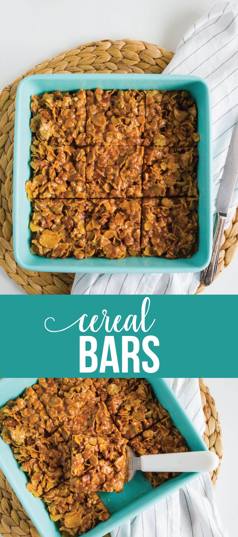 Easy and sweet cereal bar recipe- make for a dessert or for an after school snack. Your family will love this simple recipe! via www.thirtyhandmadedays.com