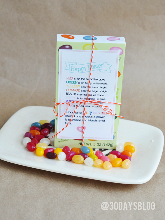 Printable Easter Jelly Beans Poem via www.thirtyhandmadedays.com