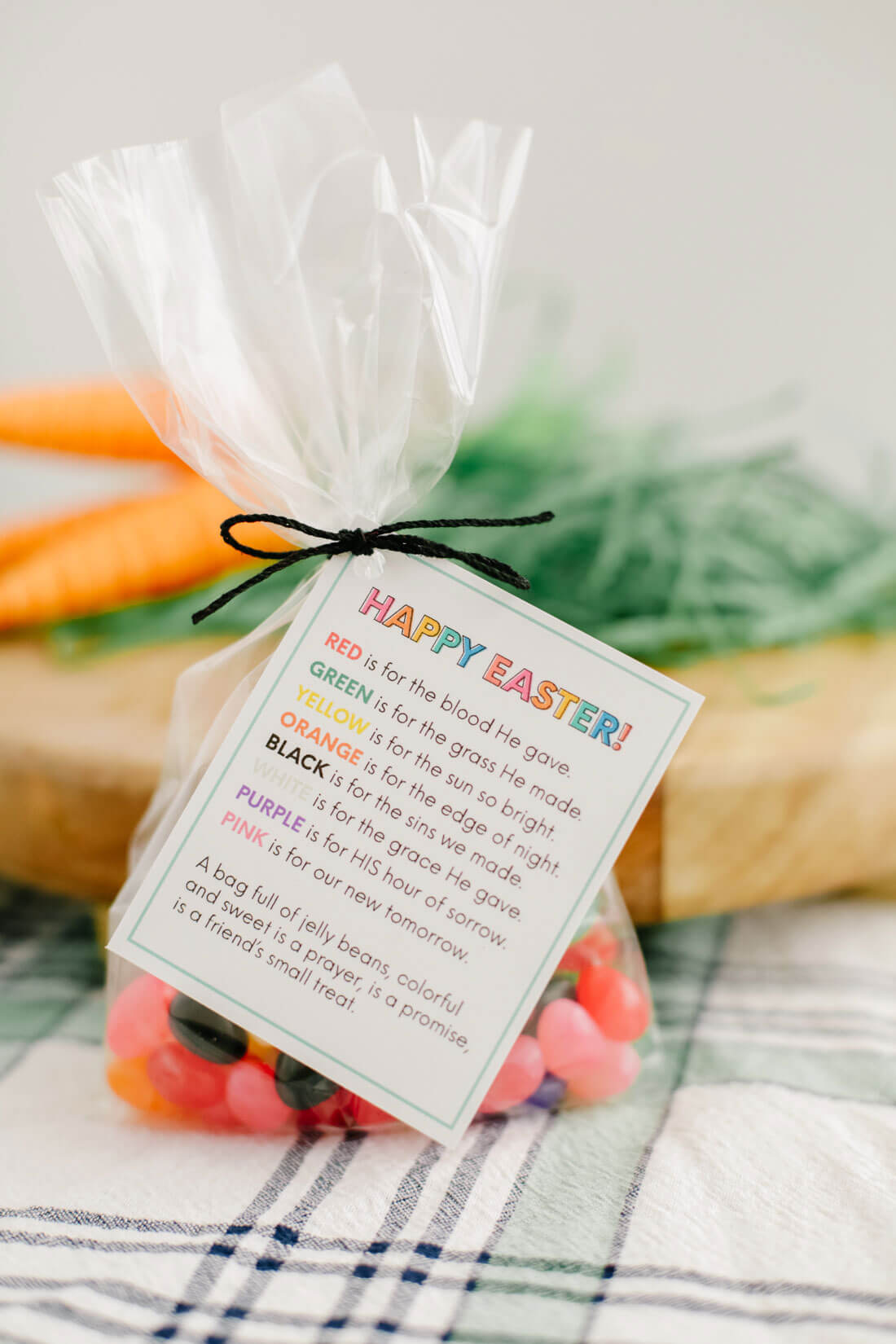 Easter treat - Jelly bean poem on cardstock in cellophane bag