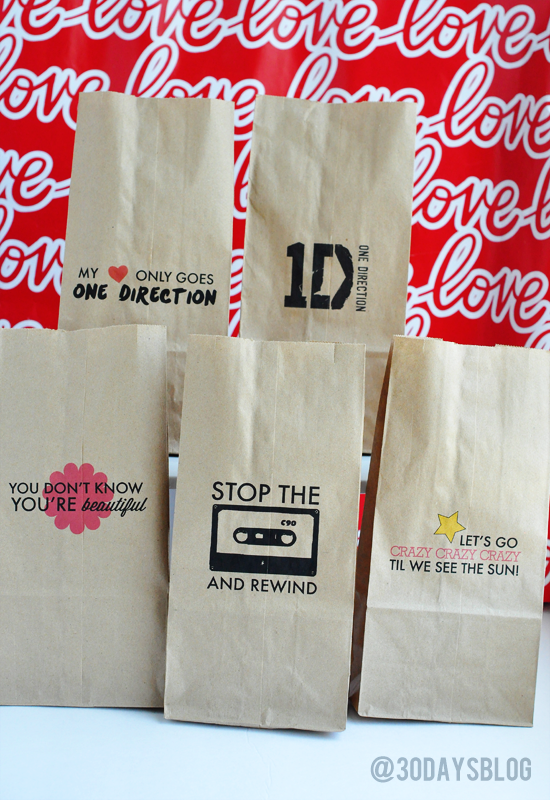 One Direction Printable Bags www.thirtyhandmadedays.com