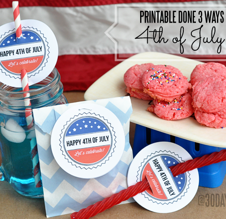 4th of July Printable done 3 ways from www.thirtyhandmadedays.com