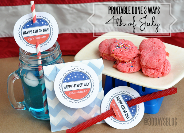 4th of July Printable done 3 ways from www.thirtyhandmadedays.com