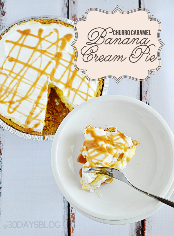 Churro Caramel Banana Cream Pie www.thirtyhandmadedays.com