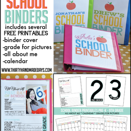 Make Your Own School Binder with several free printables www.thirtyhandmadedays.com