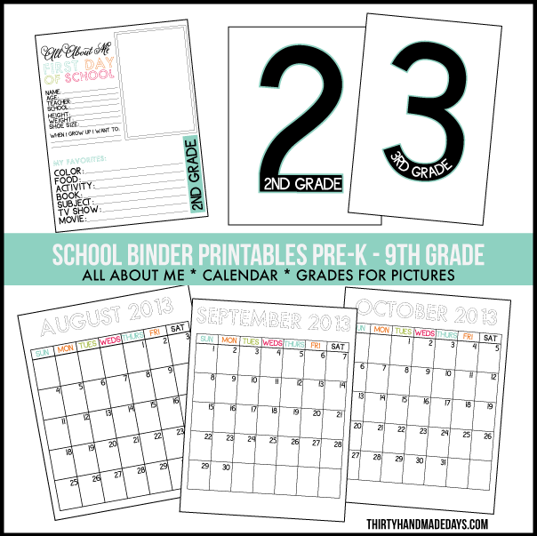 Tons of Printables for School Binder from www.thirtyhandmadedays.com