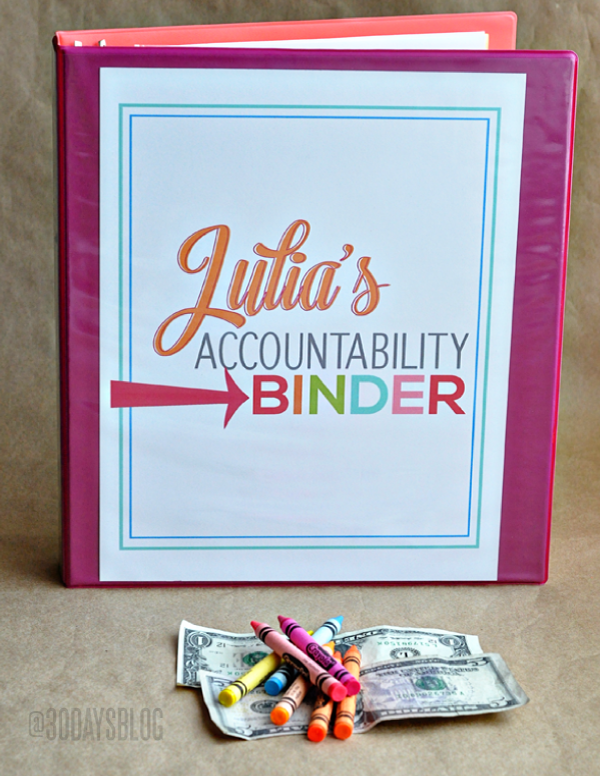 Organization Tips: Make an Accountability Binder for your kids www.thirtyhandmadedays.com