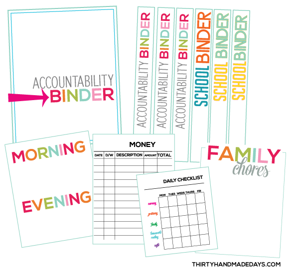 Printables for accountability binder www.thirtyhandmadedays.com